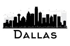 a black and white city skyline with the word dallas