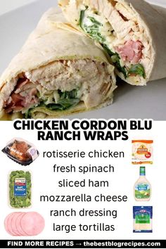 chicken cordon blue ranch wraps recipe