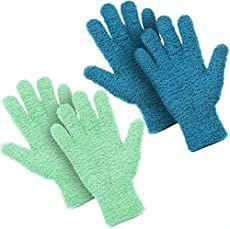 two pairs of blue and green oven mitts