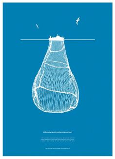 a blue poster with an image of a vase