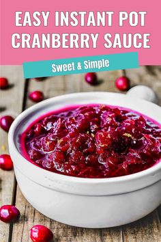 cranberry sauce in a white bowl with text overlay