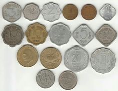 several different types of foreign coins