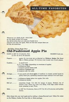 an old fashioned apple pie advertisement on the back of a cell phone with instructions to make it