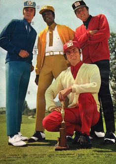 four men in golf uniforms posing for a photo