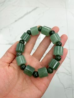 > 100% Untreated Natural Grade A Jadeite Jade from Myanmar. It is Safe and Good for Your Skin, Health, and Luck. Its Value Has Been Significantly Increased from the past years. > Jade from Myanmar/ Burmese, Guarantee 100% A Jadeite! > Shape and Cut: Tube Beads > Tube Beads Dimensions (mm): ~13.2 x 15mm Round Beads Dimensions (mm): ~10mm > Weight (g): 88.1 > Color: Icygreen > Free standard shipping from Hong Kong with tracking included. > Take approximately 7-21 days to ar Jade Bracelet Beads, Moda Hippie, Rabbit Pendant, Jade Necklace, Jade Bracelet, Jade Beads, Jade Pendant, Tube Beads, Beads Bracelet