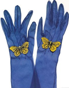 Elsa Schiaparelli Blue Gloves, Fashion Gloves, Historical Fashion, Fashion History, Mitten Gloves, Italian Fashion