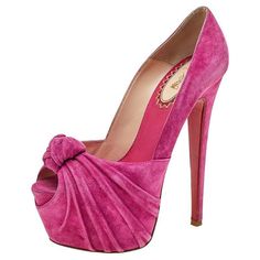 Christian Louboutin Suede Rose Lady Gres Platform Knot Peep Toe Pumps Size 36 For Sale at 1stDibs Pink Louboutins, Pink Lady, Aesthetic Shoes, Luxury Closet, Pink Suede, Girly Fashion, 20th Anniversary, Shoe Obsession, Christian Louboutin Shoes