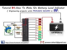 the diagram shows how to make 12v battery level indicator using an invertor