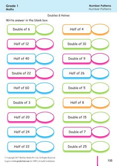 the numbers and symbols in this worksheet are numbered with different colors, shapes and sizes