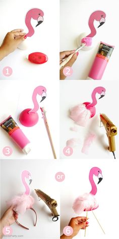 how to make pink flamingos out of toilet paper and some hair dryer attachments