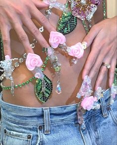 Pink Girly Things, Fantasy Aesthetic, Cool Nail Art, Mani Pedi, Not Mine, Jewelry Organization, Girly Things, Pearl Jewelry, Pretty Nails