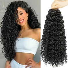 18 Inch 8 Packs Curly Crochet Hair Beach Curl Water Wave Crochet Hair Deep Wave Wavy Braids Curly Crochet Hair For Black Women 2023 - US $58.99 Deep Wave Crochet Hair, Curly Faux Locs Crochet, Wavy Hair With Braid, Curly Crochet Hair, Curly Faux Locs, Curly Crochet Braids, Water Wave Crochet, Wave Crochet, Beach Curls