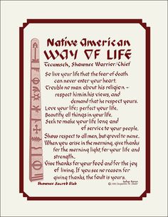 the native american way of life poem