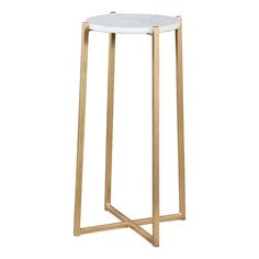 a white marble and gold metal side table