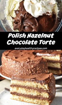 Chocolate Torte Cake, Polish Food Traditional, Babka Cake, Cake With Layers, Chocolate Hazelnut Cake, Polish Style, Hazelnut Chocolate, Chocolate Torte, Hazelnut Cake