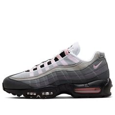 Nike Air Max 95 PRM Gunsmoke Pink Foam This Class Air Max sports a combination of grey hues with a black midsole and rubber outsole. (SNKR) Gray Nike Air Max With Air Cushioning, Nike Air Max Gray With Air Cushioning, Nike Air Max Gray Sneakers For Sports, Airmax 95 Outfit, Sporty Nike Air Max In Gray, Nike Air Max Sporty Gray, Nike Air Max Gray Streetwear Shoes, Nike Air Max 97 Pink, Airmax 95