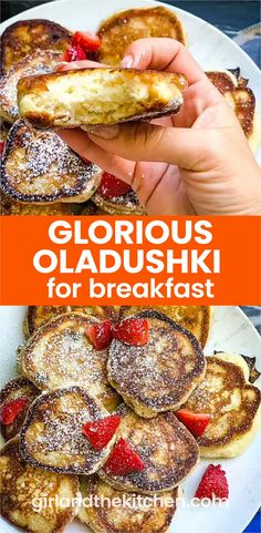 a plate with french toast and strawberries on it