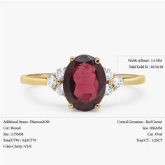 A strikingly beautiful Red Garnet ring surrounded by Six Diamonds.Flaunting a beautiful natural gemstone in a classic and elegant design to wear everyday.Handmade by artist in solid gold with an utmost attention to details.Beautifully finished with Each diamond and gemstone handpicked and inspected for the best color and depth.Get this ring today and enjoy it forever!Ring Features......................• Made to Order, perfectly finished, Fast shipping fully insured and traceable online.• Made in Classic Rings With Garnet And Prong Setting, Luxury Ruby Rings With Gemstone Accents, Classic Garnet Rings With Prong Setting, Exquisite 14k Gold Red Rings, Classic Red Gemstones With Center Stone, Red Brilliant Cut Gemstones For Anniversary, Oval Lab-created Ruby Fine Jewelry For Wedding, Ruby Birthstone Ring With Gemstone Accents For Promise, Classic Red Oval Cluster Ring