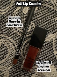 Elf Lip Oil Combo, Nyx Cold Brew Lip Liner, Nyx Ginger Snap Lip Combo, Elf Jam Session Lip Combo, Brown And Orange Lip Combo, Autumn Lip Combo, Brown Liner Lip Combo, Fall Lip Combo, Cold Brew Lip Liner