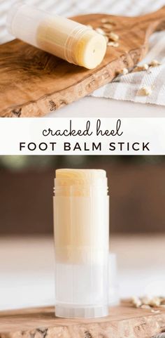 This super easy all-natural foot balm is made with jojoba oil, shea butter, beeswax, vitamin E oil, and essential oils. It will help with cracked heels and dry skin. #diyfootbalm #homemadefootbalm #footbalmstick Heel Balm Diy, Footsoak Diy, Foot Cream For Cracked Heels, Cracked Heels Diy, Foot Balm Recipe, Homemade Foot Cream, Our Oily House, Body Oil Recipe, Essential Oil Deodorant