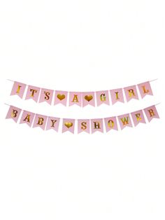 pink and gold it's a girl baby shower banner