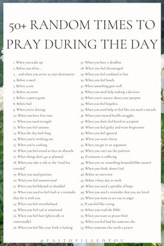 a poem with the words 50 random times to pray during the day in black and white