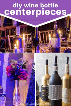 How To Decorate Wine Bottles For  Centerpieces | Great Gatsby Party Wine Bottles For Wedding, Wine Bottle Favors