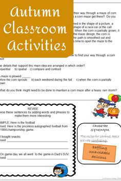 an autumn classroom activity for kids