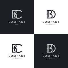 four letter b and c logos in black and white