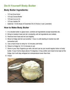 Make Body Butter, Lotion Recipe, Diy Body Butter, Skincare Recipes, Body Butters Recipe