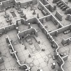 Dungeon Level Design, Modular Set Design, Dungeon Design, Concept Art Landscape, Dungeon Room, Fantasy Dungeon, Dungeon Tiles