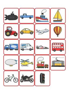 an image of different types of vehicles and things to see in the picture on this card