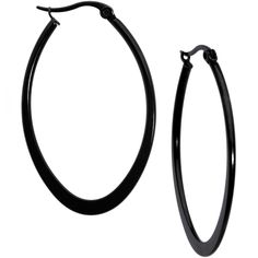 1 9/16" (40mm), Black Tone PVD over Stainless Steel, For Pierced Ears, Sold as a Pair 40mm Black Tone PVD Stainless Steel Oval Hoop Earrings These dangle earrings are modern to the core, with clean lines and elegant simplicity that meshes perfectly with their bold look! These 1 9/16" hoop earrings are made with black PVD over stainless steel and feature snap hinge closures for easy insertion and removal as well as secure wear. They say fortune favors the bold, so let fortune favor you with these Fortune Favors The Bold, Oval Hoop Earrings, Movie Fashion, Hypoallergenic Jewelry, 14kt Gold, Unique Earrings, Affordable Fashion, Savannah Chat, Ear Piercings