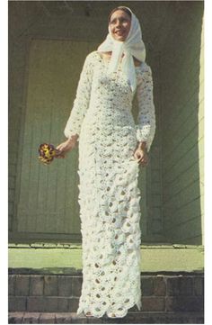 Crochet Dress Pattern Vintage 70s Crochet Maxi Dress Pattern | Etsy Wedding Gown Patterns, Crochet Wedding Dress Pattern, 70s Crochet, Gorgeous Summer Dresses, Crochet Wedding Dresses, Wedding Dress Patterns, Crochet Wedding, Gown Pattern, Vintage Dress Patterns