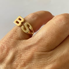 "2 Initials Pinky Ring ,Handmade Ring. This beautiful ring, made of 18K Gold plating or 925 sterling silver with your initials This ring is suitable for men and women, to be worn daily, Can be a great gift. Choose your size , and your words / names - in any language let me know in the \"note to seller\" during checkout what you want. The product will arrive to you packed in gift box and padded envelope to maintain the product For more rings from us: https://www.etsy.com/il-en/shop/Limajewelry?se Cheap Minimalist Initial Ring For Everyday, Luxury Silver Initial Ring With Timeless Style, Cheap Stackable Initial Ring For Everyday, Cheap Classic Initial Ring, Cheap Classic Rings With Initials, Luxury Classic Rings With Initials, Cheap Everyday Open Initial Ring, Luxury Polished Initial Ring For Everyday Wear, Affordable Gold Initial Ring For Anniversary