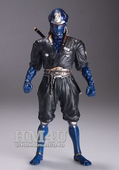 an action figure is shown in blue and black