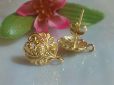 2 pcs  Best Seller 24k Vermeil over Sterling Silver by TerraFinds, $7.60 Floral Filigree, Sterling Silver Filigree, Silver Filigree, Gorgeous Design, Best Seller, Post Earrings, Nuts, Handmade Items, 925 Sterling Silver