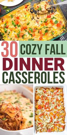 the cover of 30 cozy fall dinner casseroles