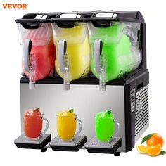 an image of a beverage dispenser with juices and drinks in it