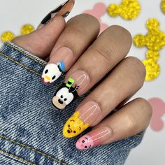 Disney Tsum Tsum Press on Nails Disney Nails Disneyworld Glue on Nails Fake Nails Short Nails Gifts for Her Vacation Nails - Etsy Disney World Nails, Disney Themed Nails, Disney Princess Nails, Disneyland Nails, Cartoon Nail Designs, Disney Nail Designs, Fairy Nails, Nails Disney, Disney Acrylic Nails