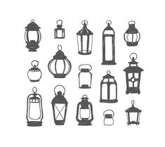 a set of different types of lanterns on a white background royalty photo and royalty illustration