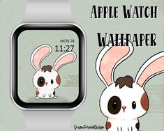 an apple watch with a cartoon rabbit on it's face and the time displayed