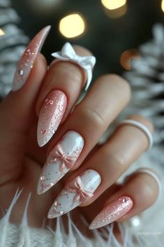 Uñas Coquette, Coquette Nails, Pretty Gel Nails, Nail Art Ideas, Bling Nails, Valentine's Day Nails, Gorgeous Nails