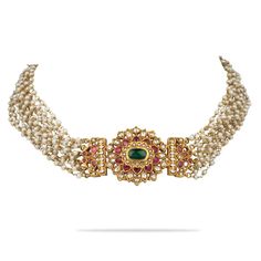 Evani Pearl Choker Moti Choker Necklace, Necklace Gold Indian, Moti Choker, Amarsons Jewellery, Jewellery Choker, Fantasy Jewellery, Vaddanam Designs, Choker Necklace Online, Classic Jewellery