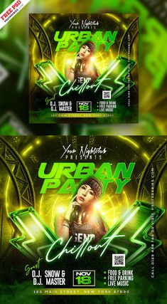 Free PSD | Night Club DJ Party Social Media Post PSD Template Party Social Media Post, Custom Flyers, Graphic Design Flyer, Party Rock, Nightclub Party