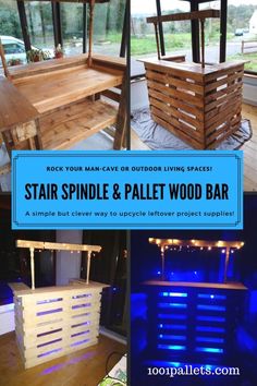 several different types of wooden bars with text overlay that reads, star spindle and pallet wood bar