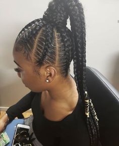 Cornrow Updo Hairstyles, Black Kids Braids Hairstyles, Cornrow Ponytail, Black Hair Balayage, Girl Hair Colors, Black Ponytail Hairstyles, Feed In Braids Hairstyles, Quick Weave Hairstyles, Braids Hairstyles Pictures