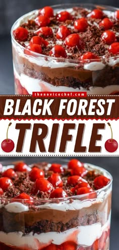 Black Forest Trifle, chocolate, sweet treats Cherry Trifle Recipes, Trifle Recipes Chocolate, Forest Desserts, Triffle Recipe