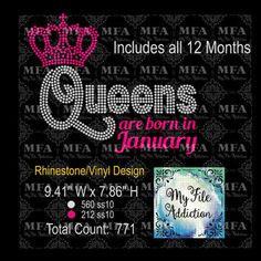 the queens are born in january iron - on decal is available for all 12 months