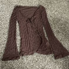 Brown Sheer Cardigan. Never Worn! Good For A Boho Outfit. Short Sleeve Knit Cardigan, Brown V-neck Summer Cardigan, Brown Long Sleeve Sweater For Day Out, Bohemian Stretch Long Sleeve Cardigan, Bohemian Long Sleeve Stretch Cardigan, Sweaters Brown, Sheer Cardigan, Tie Front Sweater, Shein Sweater